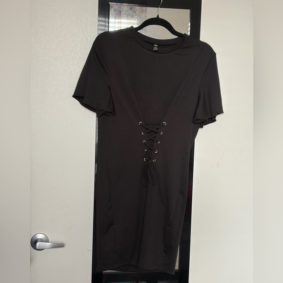 SHEIN Dresses & Skirts - Black corset Lace-Up T-Shirt Dress